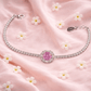 Peach Radiance Rectangular Halo Tennis Bracelet - Silvorn India