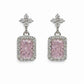 Pink Halo Cushion Drop Earrings