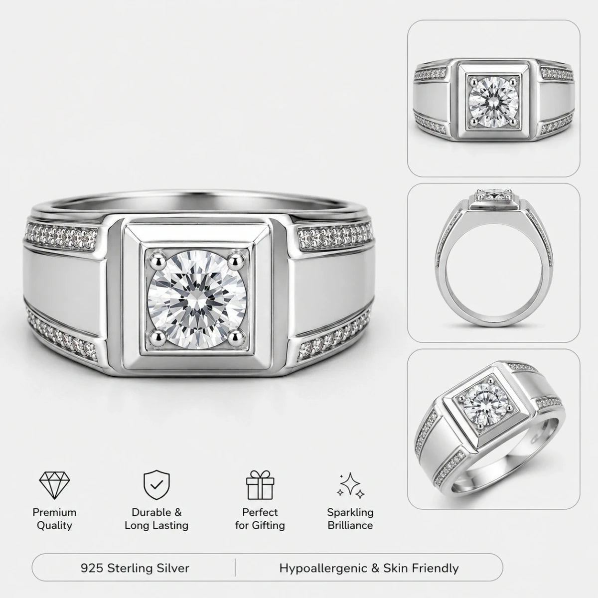 Prestige Frame Sterling Silver Ring - Silvorn India