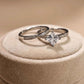 Princess Cut Solitaire Sterling Silver Ring Set with Twisted Pave Band - Silvorn India