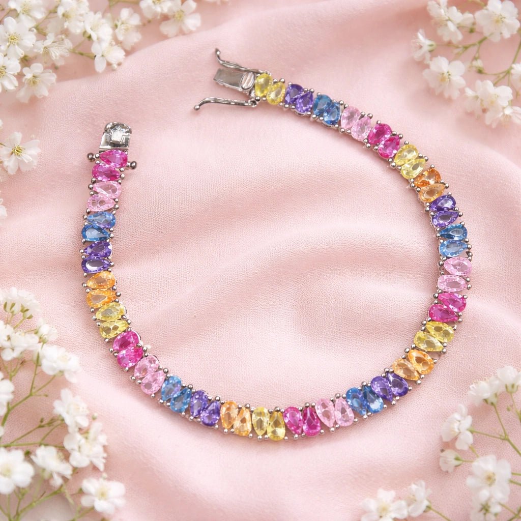 Prismatic Pear - Cut Rainbow Statement Bracelet - Silvorn India