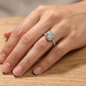 Radiant Bloom Halo Sterling Silver Ring