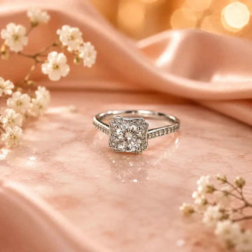 Radiant Bloom Halo Sterling Silver Ring
