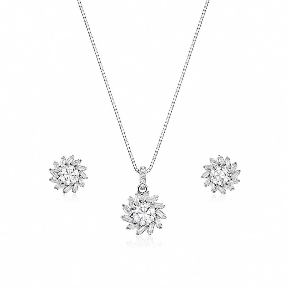 Radiant Bloom Pendant Set with Stud Earrings - Silvorn India