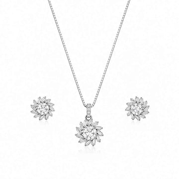 Radiant Bloom Pendant Set with Stud Earrings
