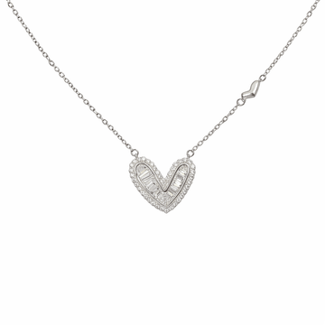 Radiant Chevron Heart Halo Pendant - Silvorn India