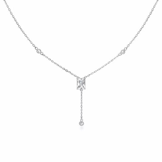 Radiant Drop Crystal Pendant Necklace - 925 Silver Jewelery
