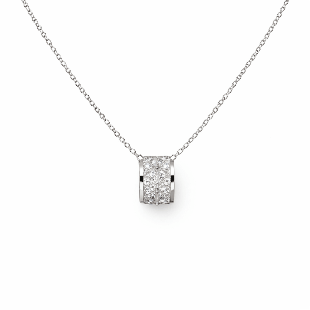 Radiant Pave Cylinder Pendant Necklace - Silvorn India