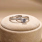 Radiant Silver Zirconia Bridal Ring Set with Curved Stack Band - Silvorn India