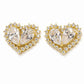 Radiant Twin Heart Zircon Gold Stud Earrings