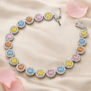 Rainbow Kaleidoscope Halo Statement Bracelet - Silvorn India