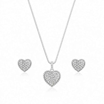 Romantic Heart Crystal    Pendant Set for Women