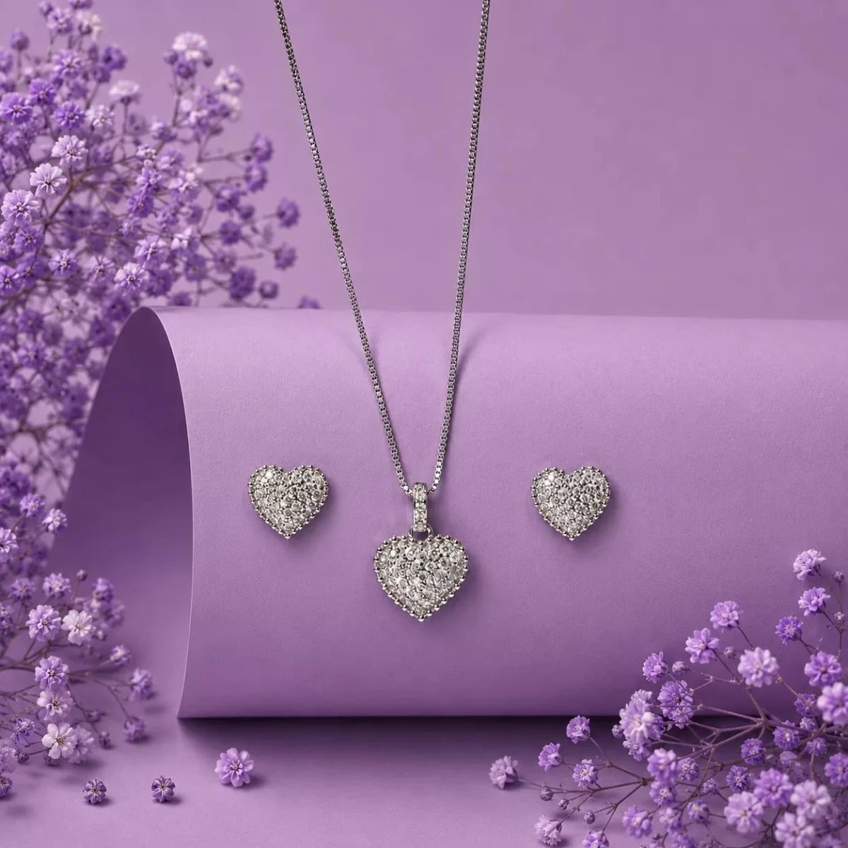 Romantic Heart Crystal Pendant Set for Women - Silvorn India