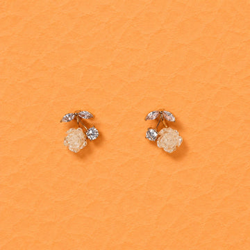 Rose Blossom Crystal Studs | 925 Sterling Silver - Silvorn India