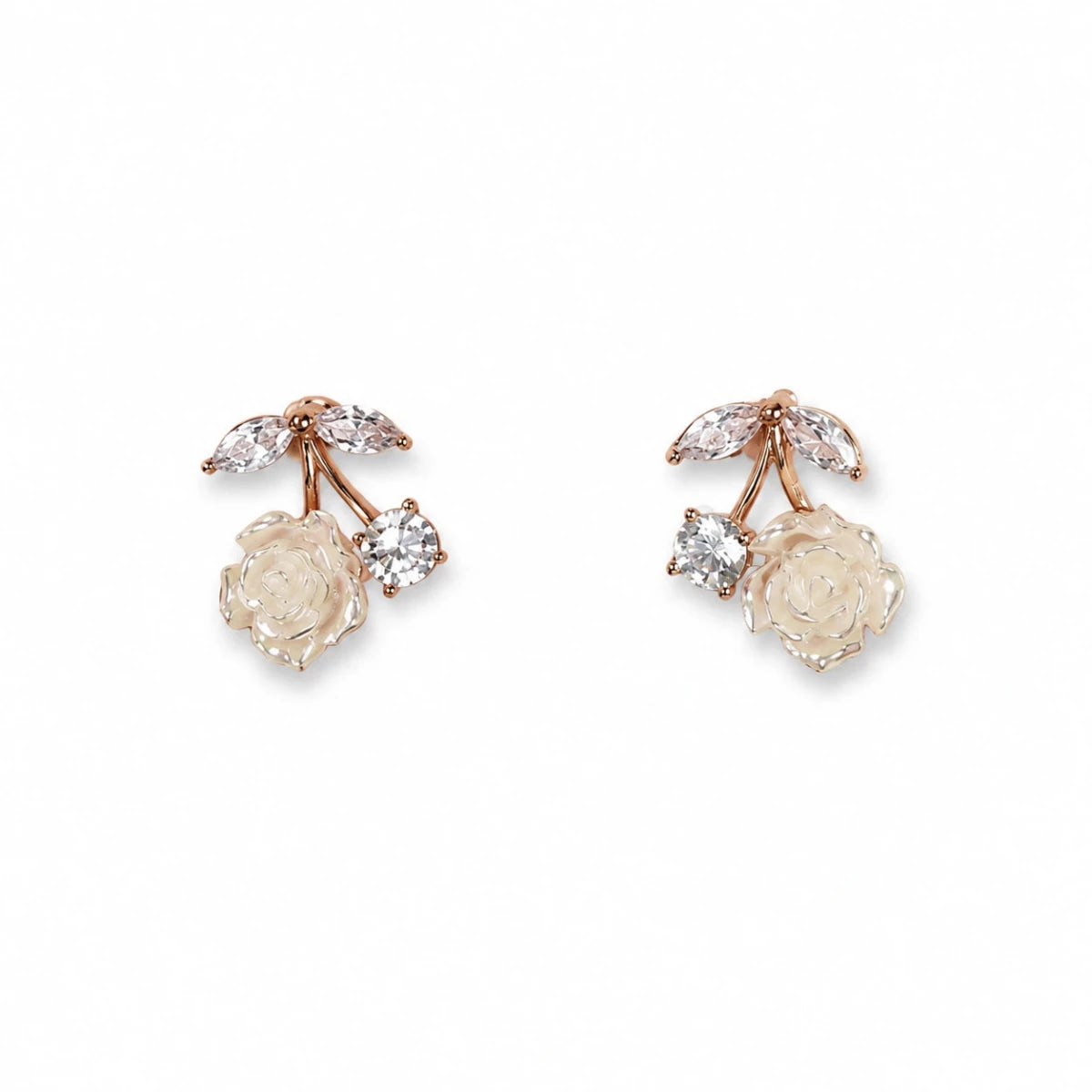 Rose Blossom Crystal Studs | 925 Sterling Silver - Silvorn India