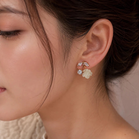 Rose Blossom Crystal Studs | 925 Sterling Silver - 925 Silver Jewelery