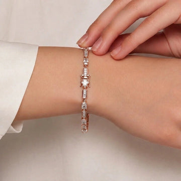 Rose Gold Art Deco Link Tennis Bracelet - Silvorn India