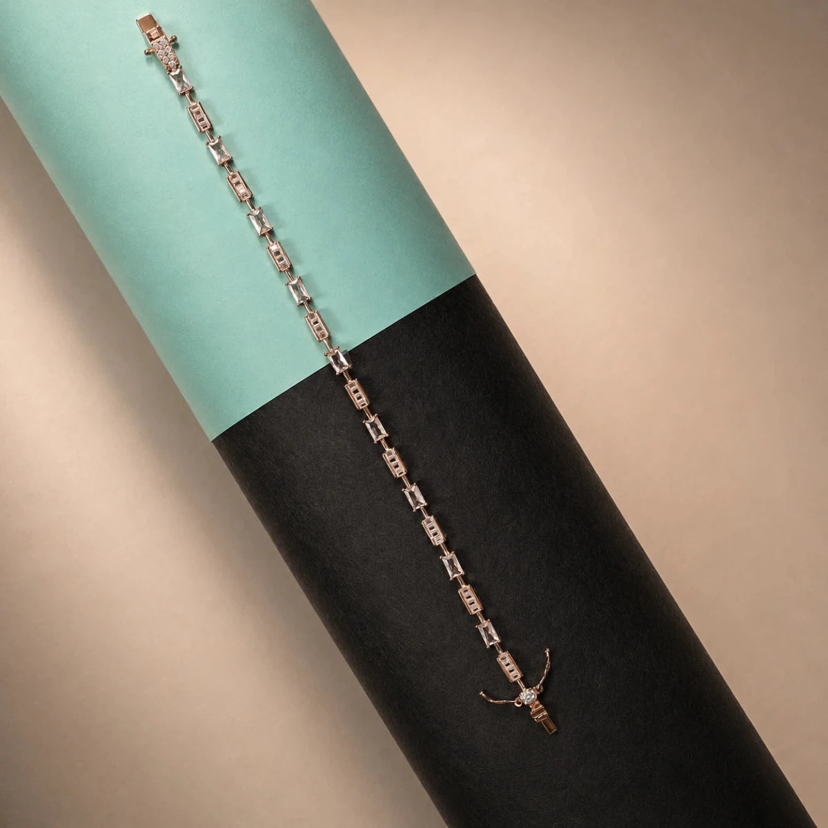 Rose Gold Art Deco Link Tennis Bracelet - Silvorn India