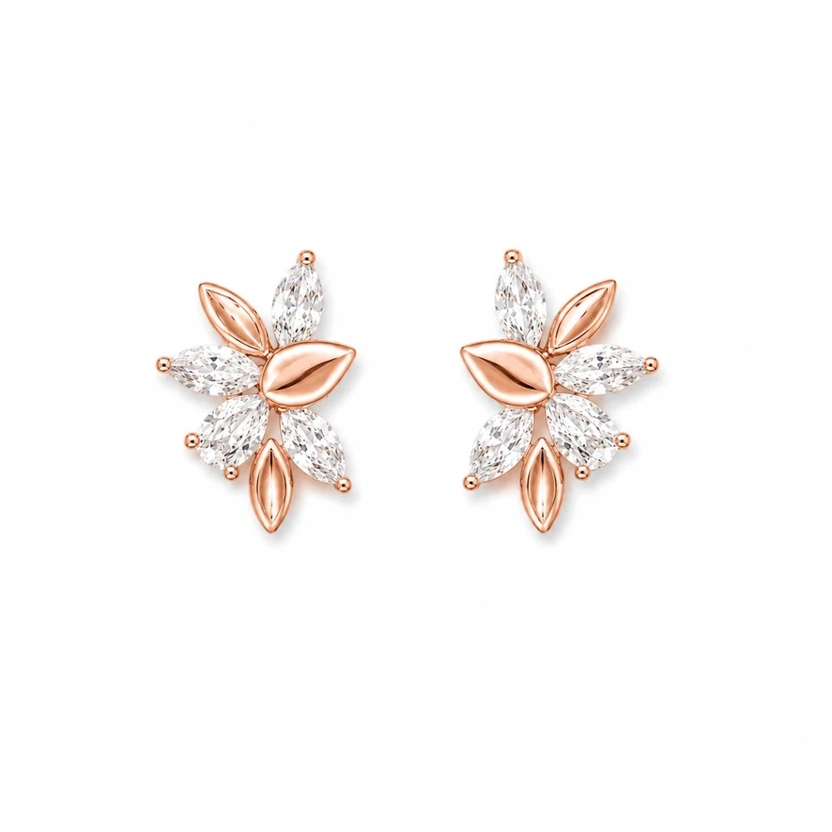 Rose Gold Blossom Crystal Studs - Silvorn India