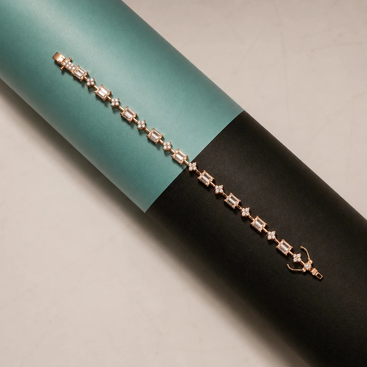 Rose Gold Blossom Emerald Tennis Bracelet - Silvorn India