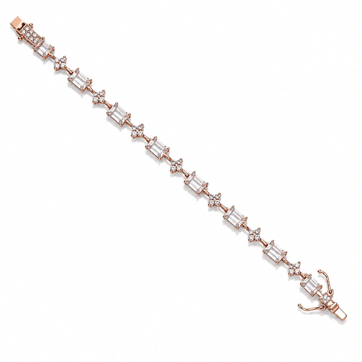 Rose Gold Blossom Emerald Tennis Bracelet - Silvorn India