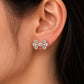 Rose Gold Crystal Bow Studs - Silvorn India