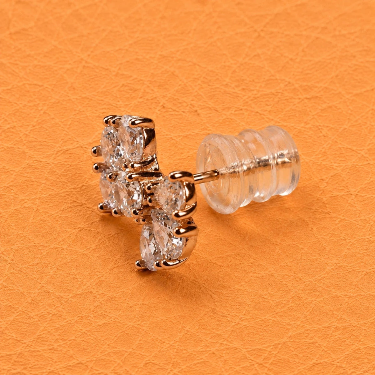 Rose Gold Crystal Bow Studs - Silvorn India