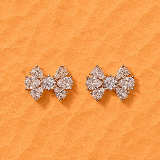 Rose Gold Crystal Bow Studs - 925 Silver Jewelery