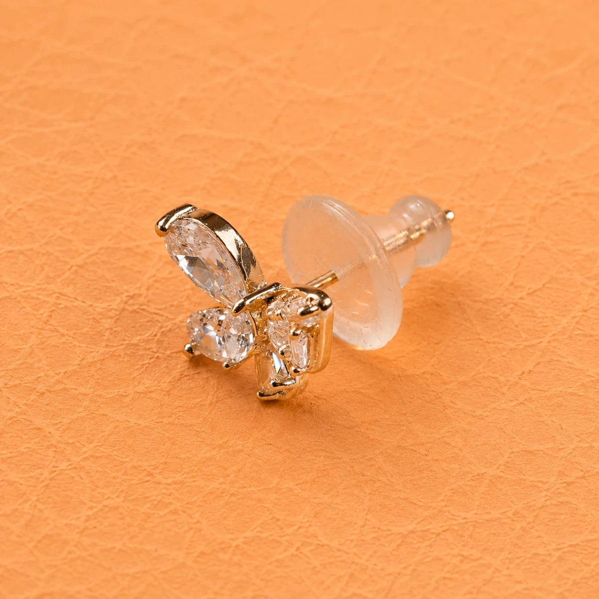 Rose Gold Crystal Butterfly Studs - Silvorn India