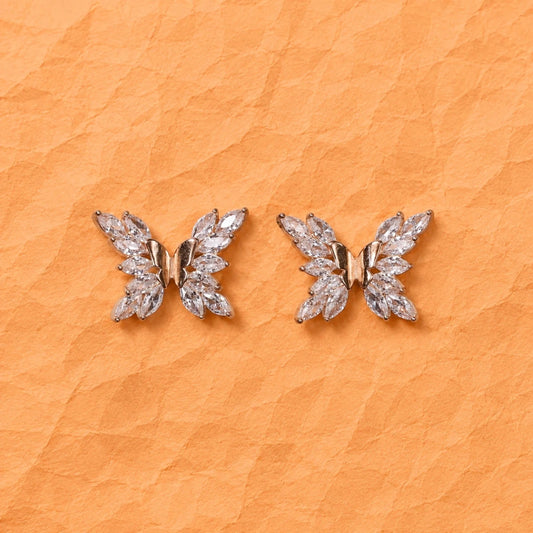 Rose Gold CZ Butterfly Studs - 925 Silver Jewelery