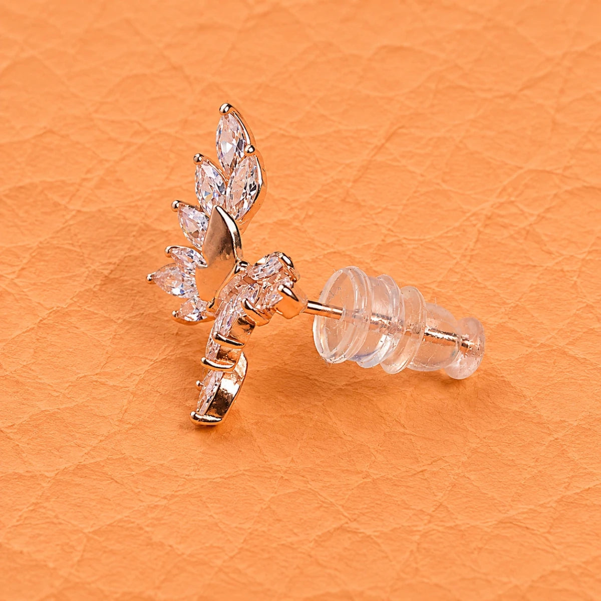 Rose Gold CZ Butterfly Studs - Silvorn India