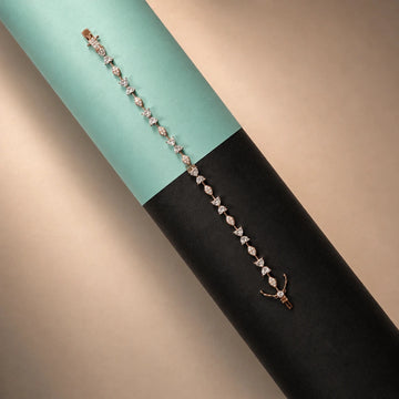 Rose Gold Heart Bloom Tennis Bracelet - Silvorn India