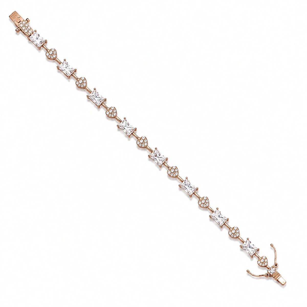 Rose Gold Heart Link Tennis Bracelet - Silvorn India