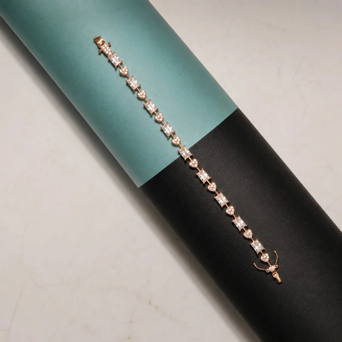 Rose Gold Heart Link Tennis Bracelet - Silvorn India