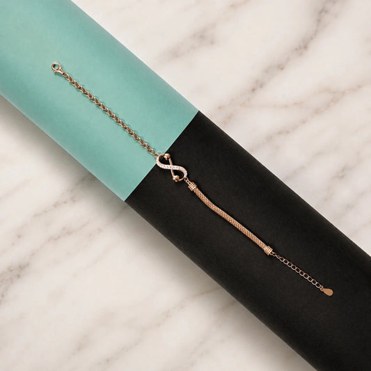 Rose Gold Infinity Drape Bracelet - 925 Silver Jewelery