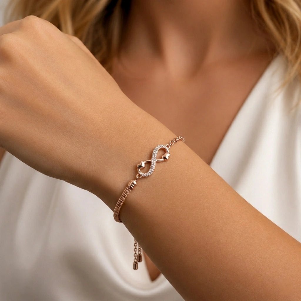 Rose Gold Infinity Drape Bracelet - Silvorn India