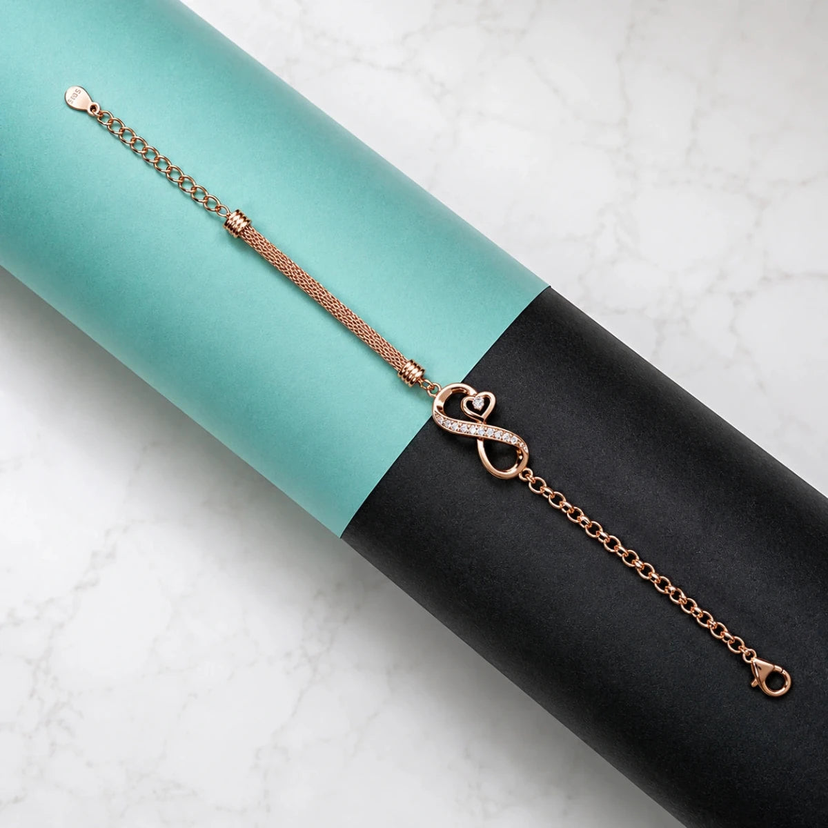 Rose Gold Infinity Heart Bracelet - Silvorn India