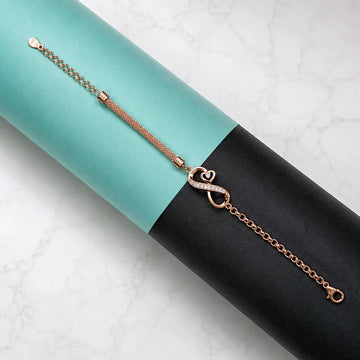Rose Gold Infinity Heart Bracelet - Silvorn India