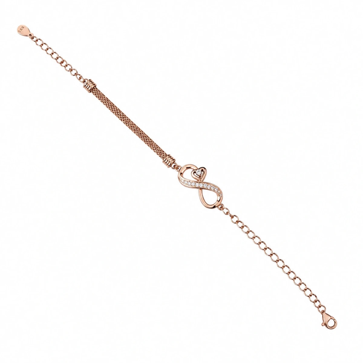 Rose Gold Infinity Heart Bracelet - Silvorn India