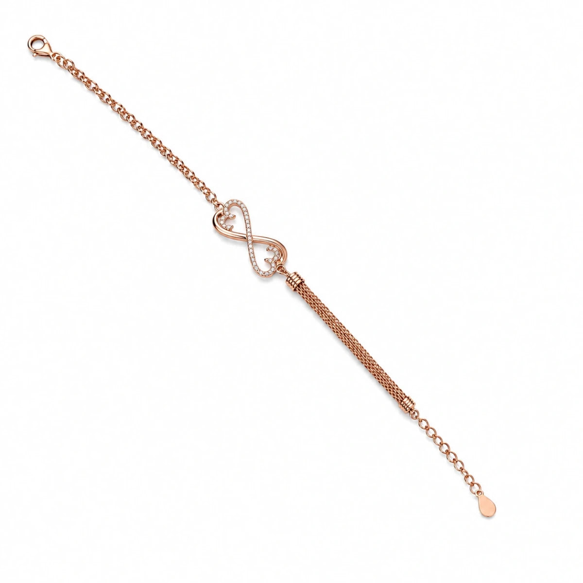 Rose Gold Infinity Tassel Bracelet - Silvorn India