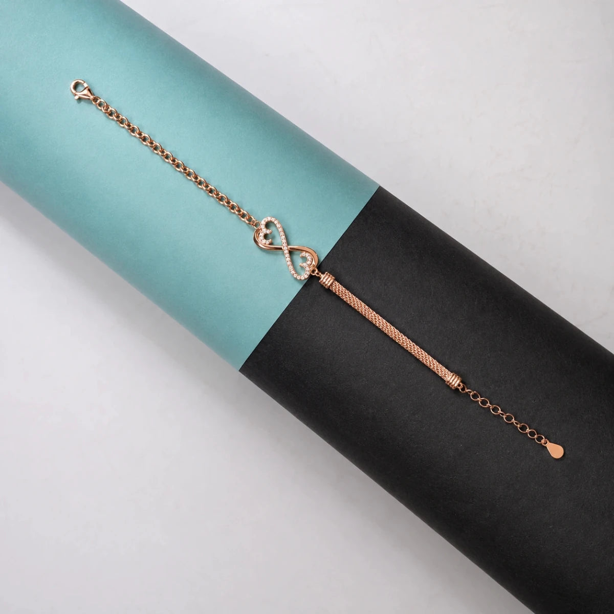 Rose Gold Infinity Tassel Bracelet - Silvorn India
