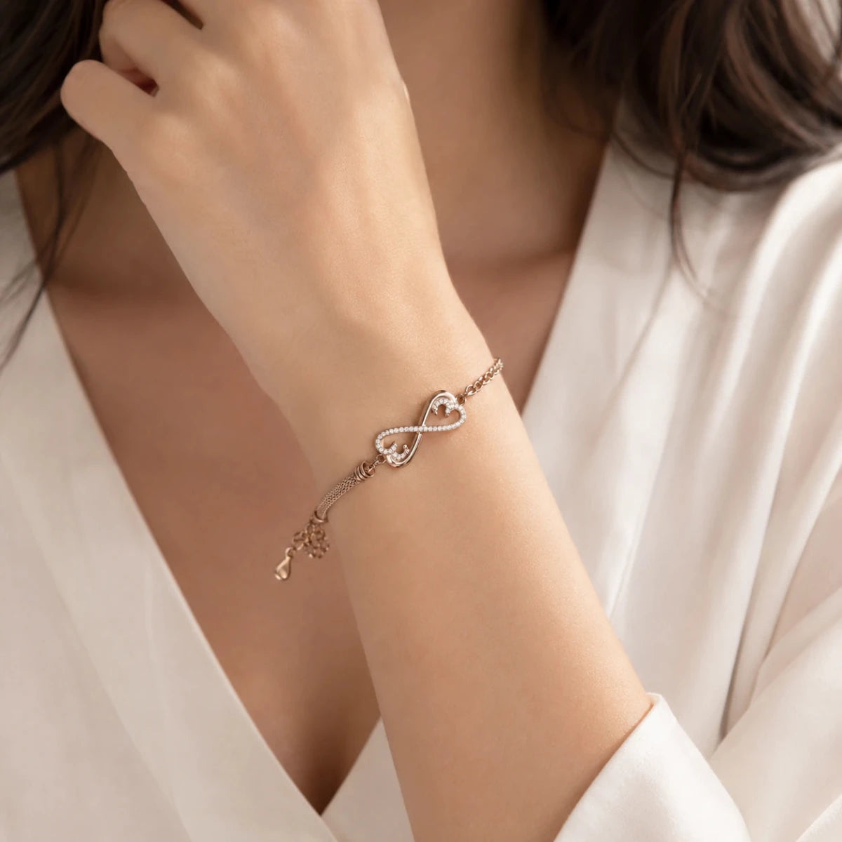 Rose Gold Infinity Tassel Bracelet - Silvorn India