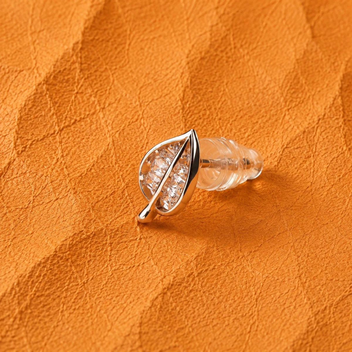 Rose Gold Leaf Crystal Studs - Silvorn India