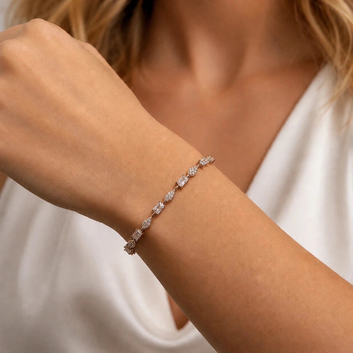 Rose Gold Marquise Radiance Tennis Bracelet - Silvorn India