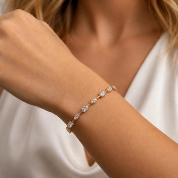 Rose Gold Oval Bloom Tennis Bracelet - Silvorn India