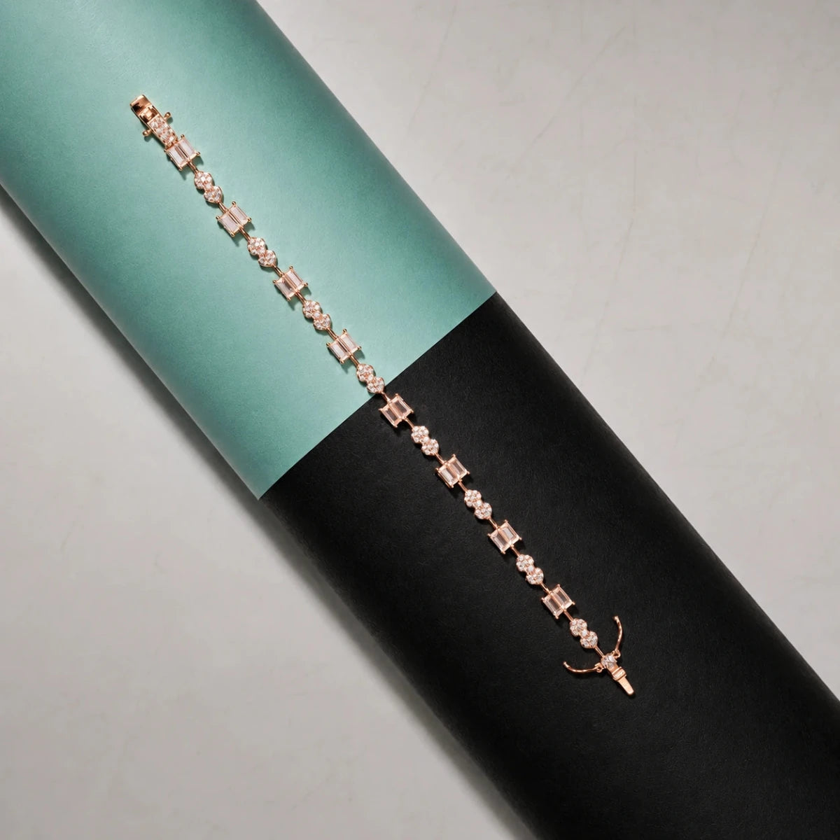 Rose Gold Radiance Link Tennis Bracelet - Silvorn India