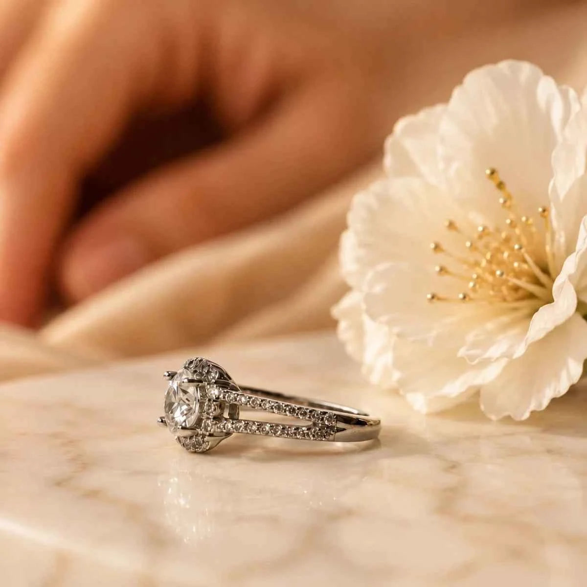 Split-Shank Zirconia Silver Ring