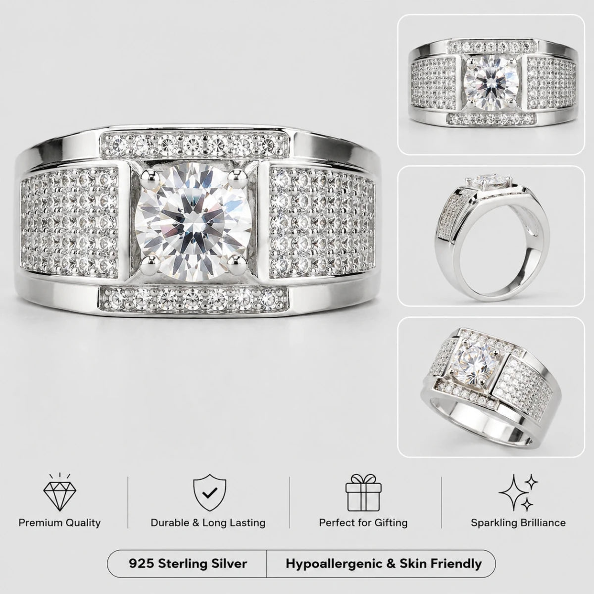 Royal Glacier Sterling Silver Ring - Silvorn India