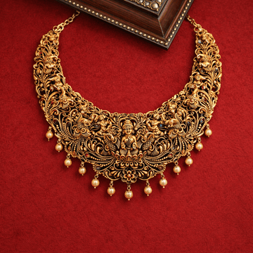 Royal Peacock Lakshmi Temple Gold - Plated Necklace - Silvorn India