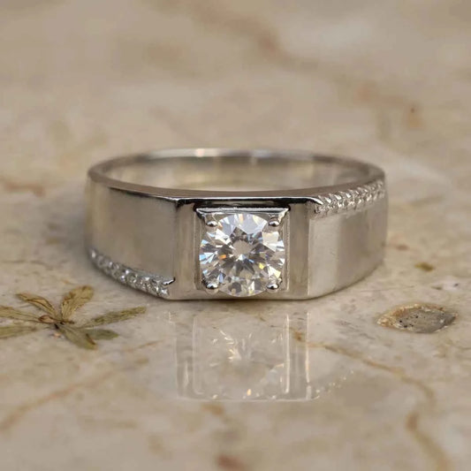 Royal Square Solitaire Silver Ring for Men - 925 Silver Jewelery